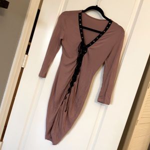 Light pink lace up dress | S